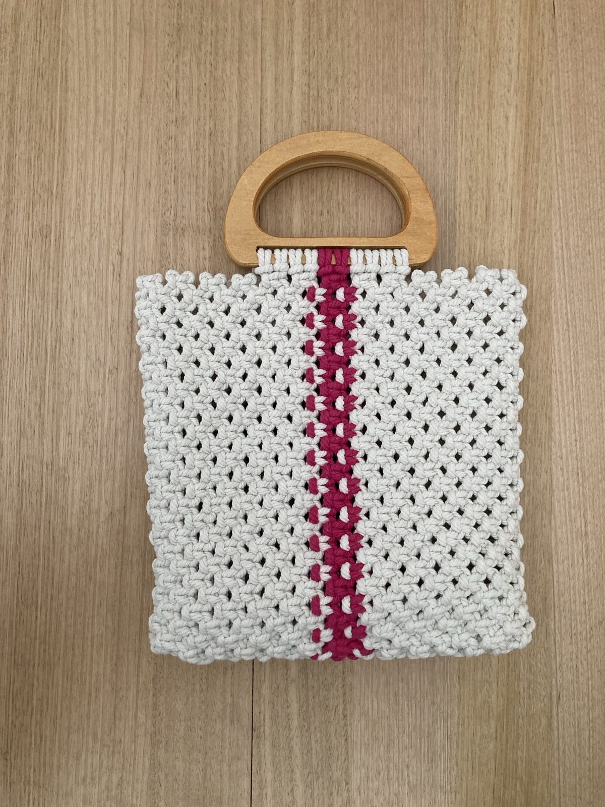 Macrame Handbag with Wooden Handles, photo 2
